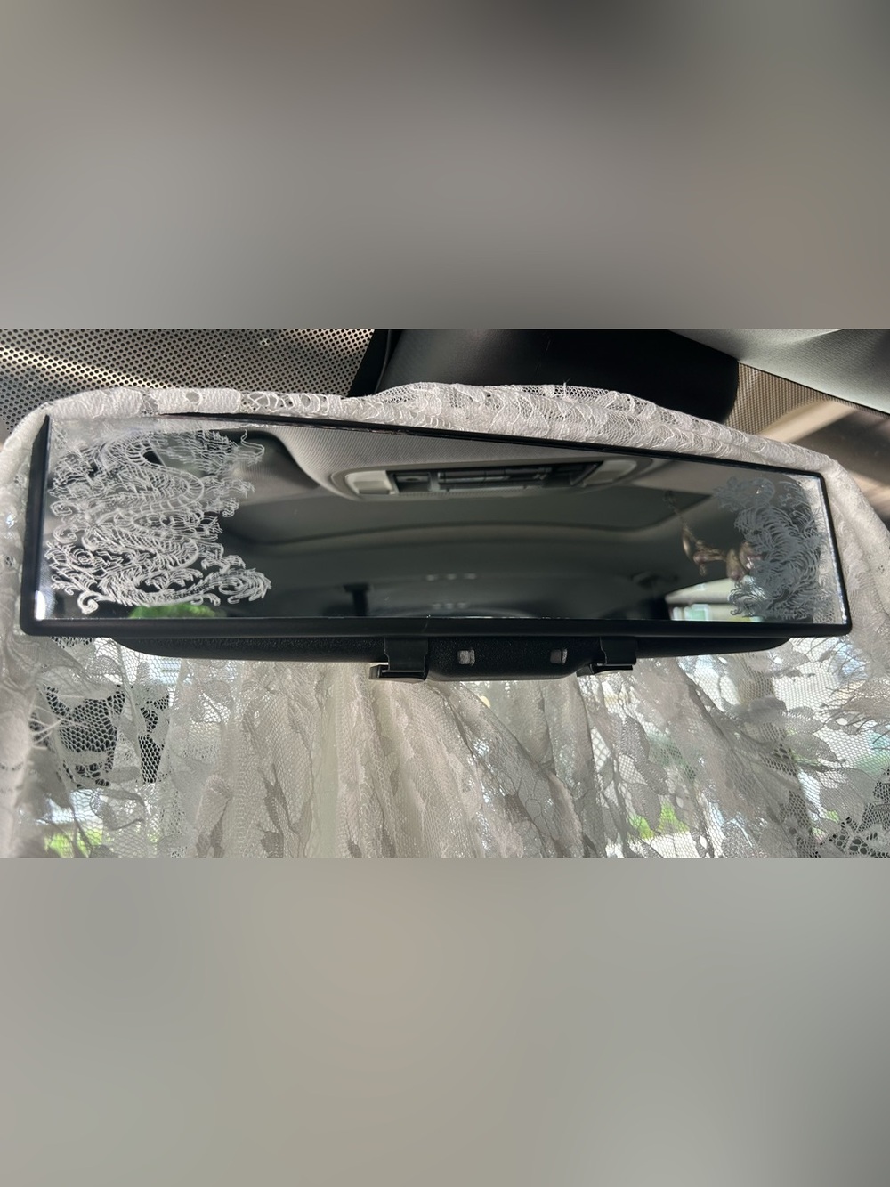 Hand Etched clip on rear view mirror,Black Universal. Dragon-Tiger